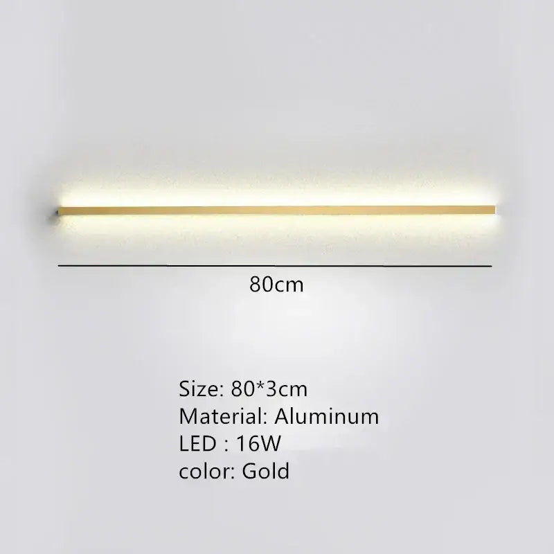 Gold-colored aluminum wall lamp with sleek rectangular design for modern black dimmable long bedroom lighting decorbites dimmable long