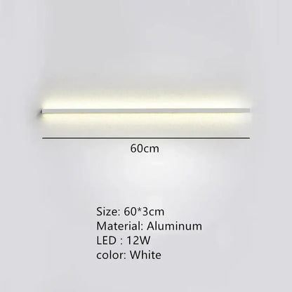 White aluminum led wall lamp with sleek modern design for bedroom ambient lighting by decorbites dimmable long wall