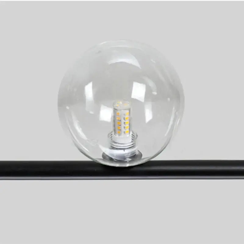 Modern black double glass lampshade chandelier with clear glass globe and compact led bulb for dining room lighting