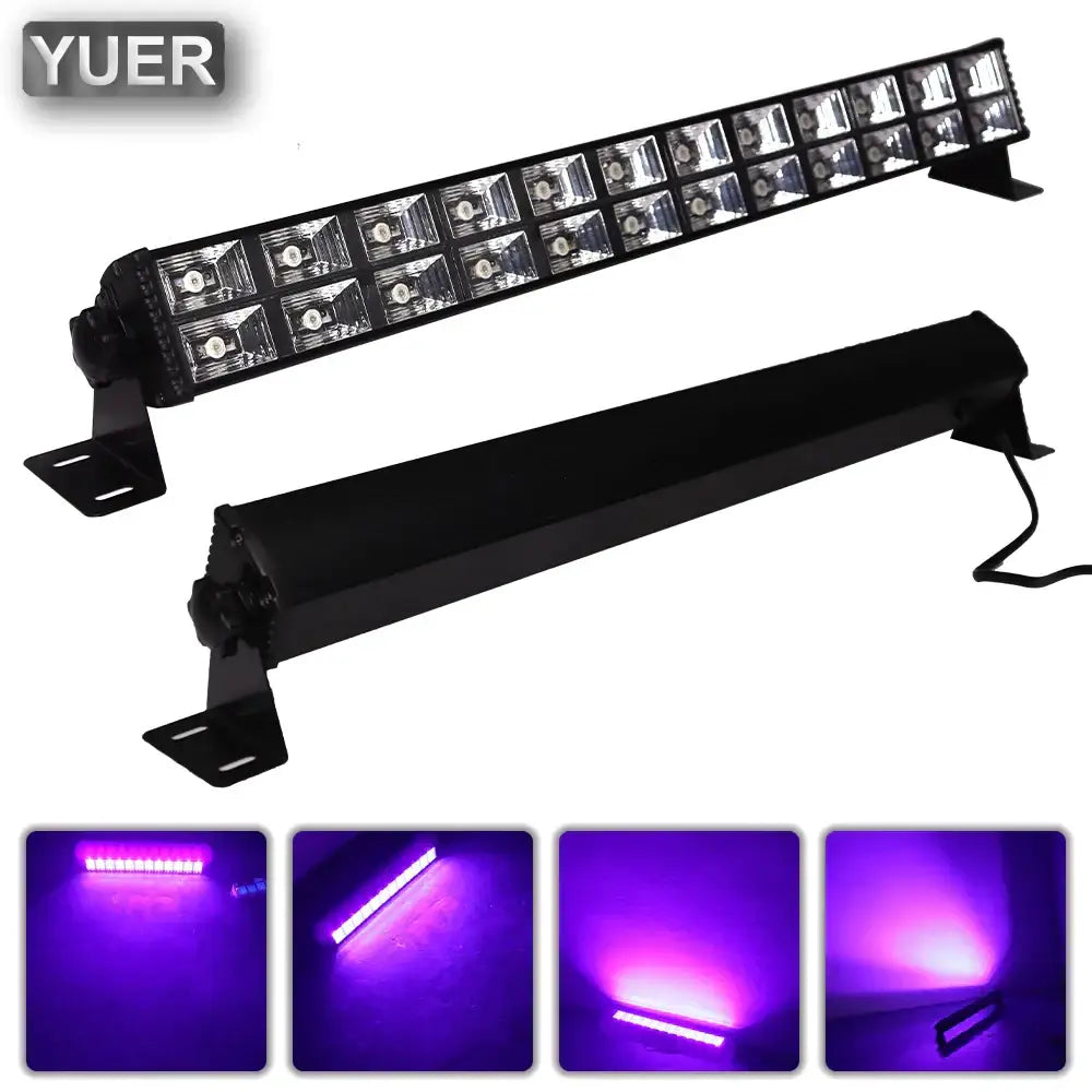 Modern black double row uv bar light led stage light with multiple square bulbs and mounting brackets for game room use