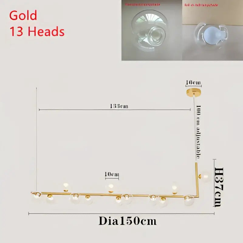 Modern black dual glass lamp ceiling chandelier with gold spherical glass heads on adjustable arm for dining room decorbites dual glass lamp