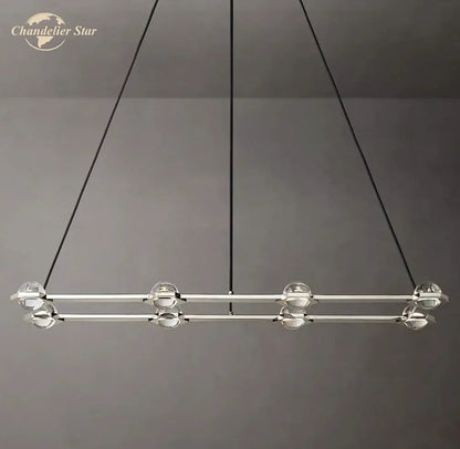 Modern black éclatant crystal chandelier with chrome finish and clear glass globe lights for living room lighting