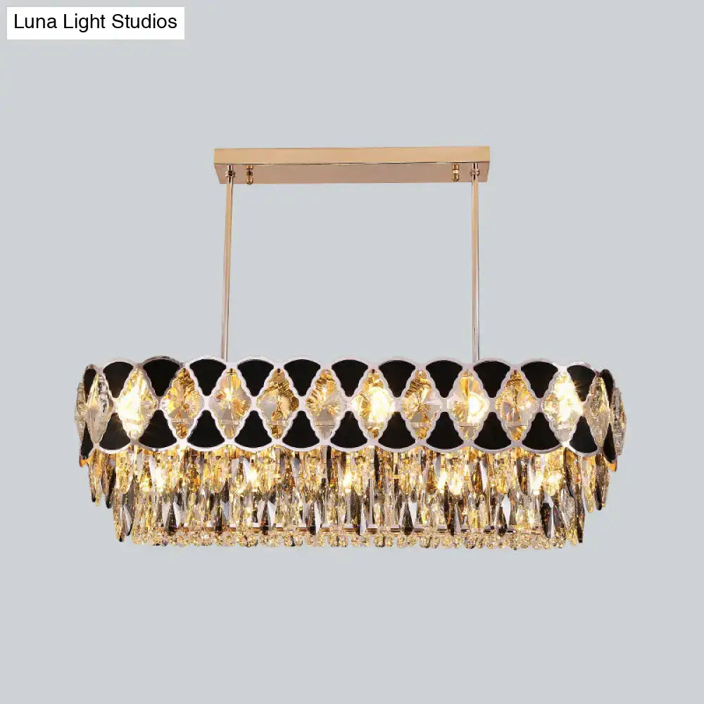 Decorbites™ modern black finish oval island chandelier with crystal finish 220v-240v 110v-120v gold and black crystals