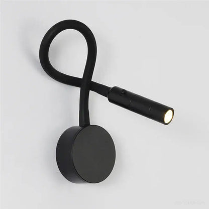 Modern black flexible gooseneck led wall sconces with sleek cylindrical head and circular base for decorbites led wall use