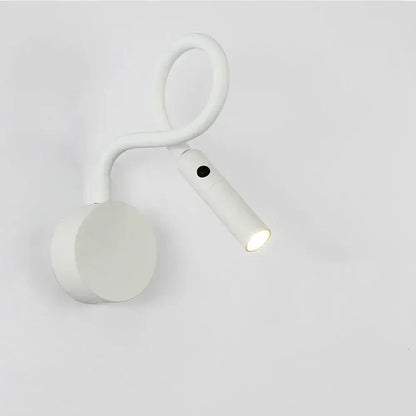 White adjustable led wall sconce with sleek curved design and illuminated head for bedroom decorbites led wall lighting
