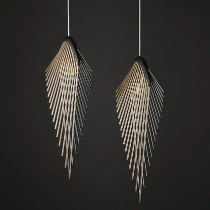 Modern black flying wing shape pendant lights with sleek metallic finish and intricate radial design for living room