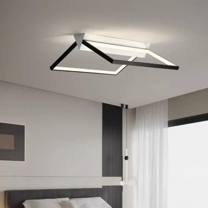 Modern black geometric led ceiling light with sleek rectangular frame and bright white illumination for living room decorbites ceiling lights