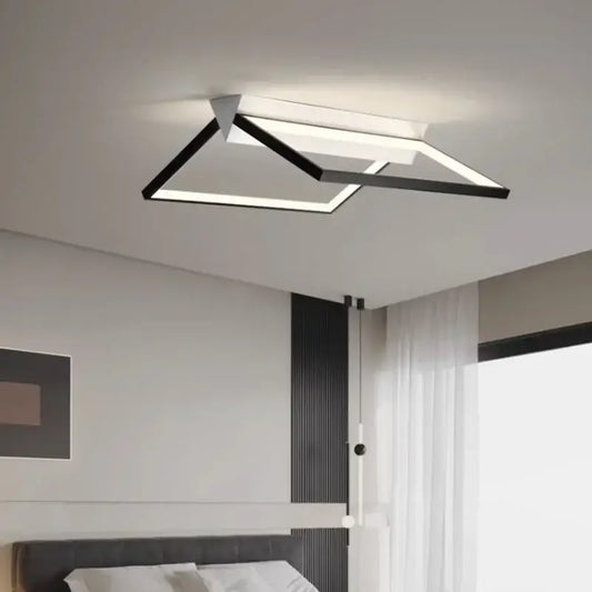 Modern black geometric led ceiling light with sleek rectangular frame and bright white illumination for living room decorbites ceiling lights