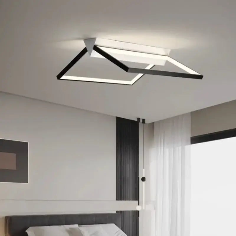 Modern black geometric led ceiling light with sleek rectangular frame and bright white illumination for living room decorbites ceiling lights