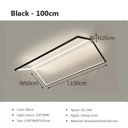 Modern black geometric led ceiling light fixture with aluminum iron and silicone construction for living room decorbites ceiling lights