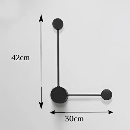 Modern black geometric led wall lamp featuring three spherical elements connected by slender rods for minimalist decor