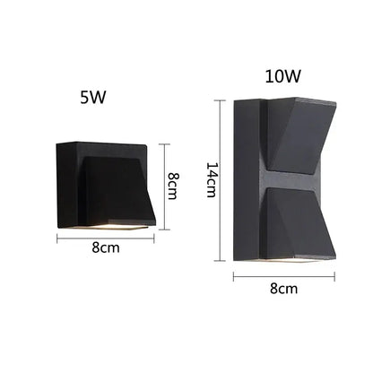 Modern black geometric led wall lamps with sleek matte finish and angular design for outdoor garden decorbites led wall use