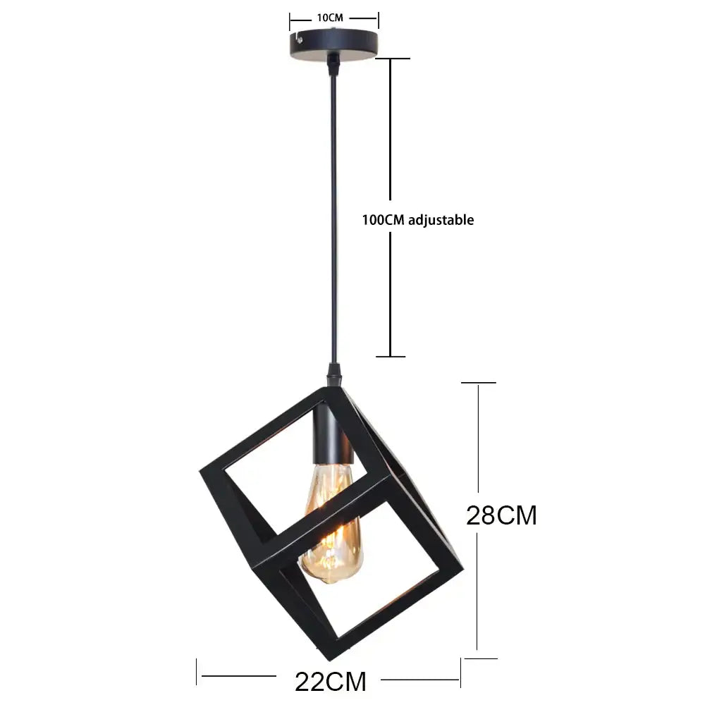 Modern black geometric pendant light with 10cm ceiling mount and adjustable cord featuring exposed edison bulb for kitchen island decorbites black geometric
