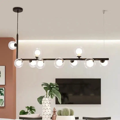 Modern black metal chandelier with clear glass ball led bulbs for living room decorbites glass ball pendant light