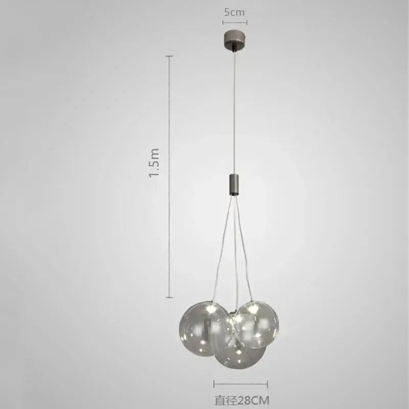 Modern black glass ball led pendant lamps with three transparent spheres for kitchen dining room decorbites pendant lamps