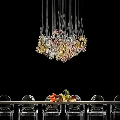 Modern black glass ball led pendant lamps featuring gold rose gold and clear translucent glass spheres for kitchen decorbites