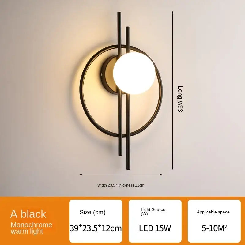 Modern black glass ball led wall lamp with minimalist circular frame and warm lighting for living room decorbites glass ball led