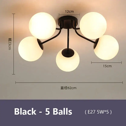 Modern black ceiling light with five frosted glass bubble led globes for contemporary living room decorbites glass bubble design