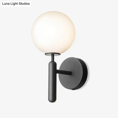 Modern black matte wall lamp with frosted glass globe light fixture suitable for 220v-240v 110v-120v use