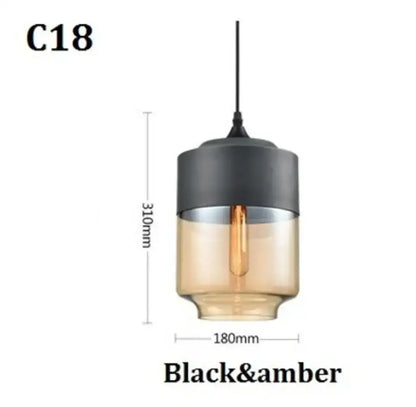 Modern black glass pendant light with matte black cap and amber smoked shades ideal for dining room decorbites