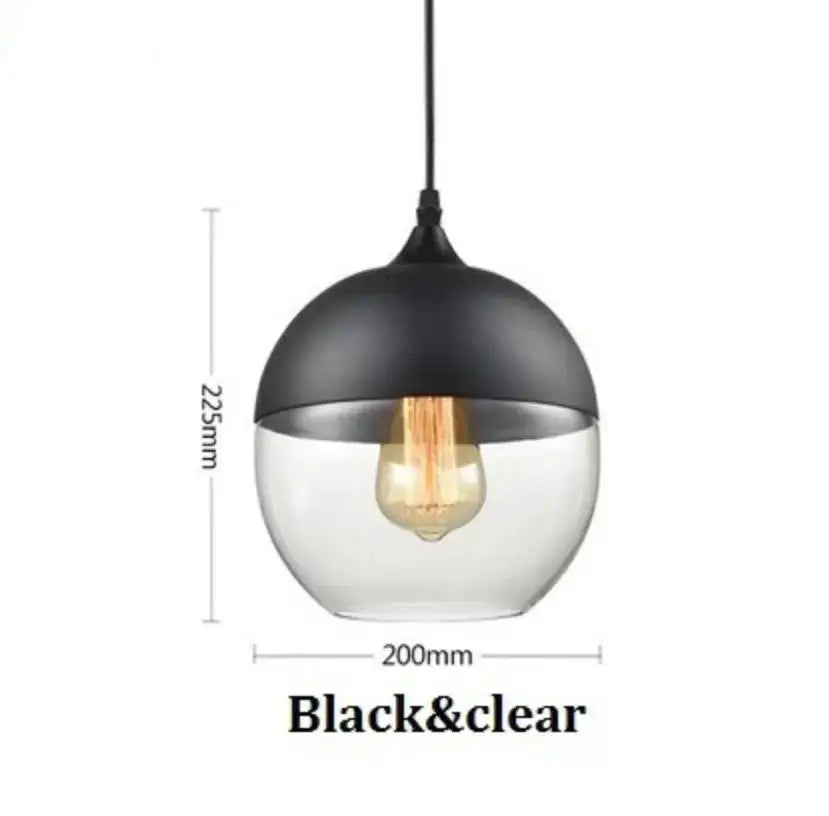 Modern black glass pendant light with clear spherical smoked glass and matte black top cap for dining room decorbites black glass