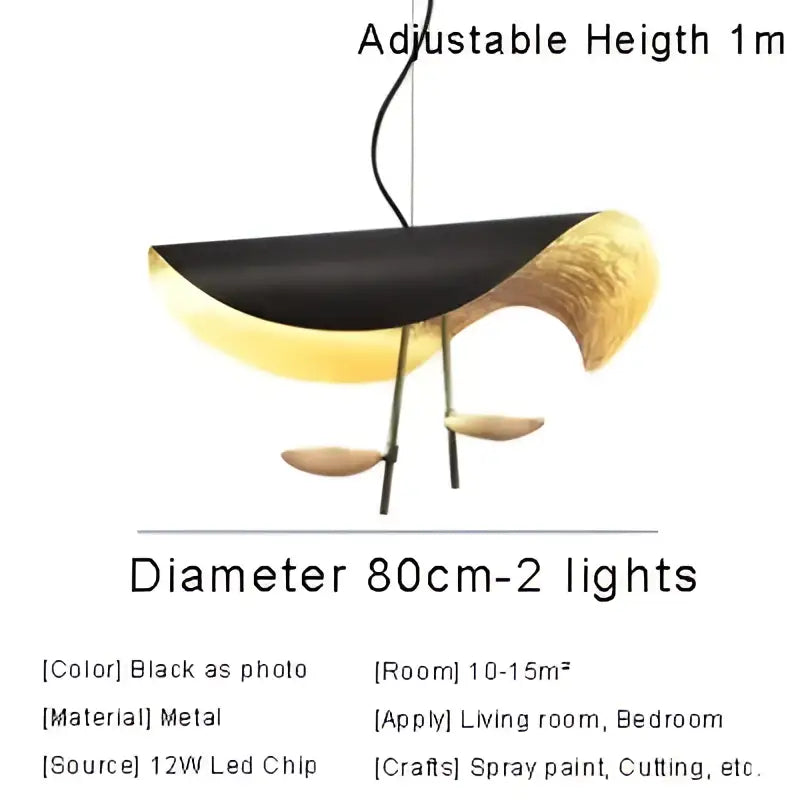 Modern black and gold abstract pendant light with sculptural metal design for dining room by decorbites lederam manta