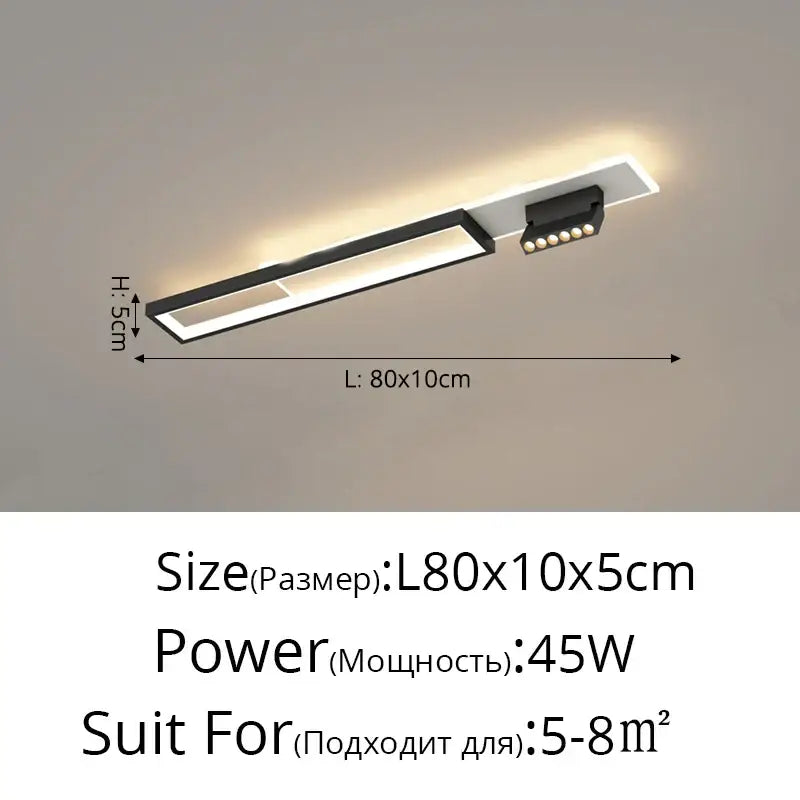 Modern black and white led ceiling light fixture with sleek rectangular design decorbites acrylic led chandelier for living room