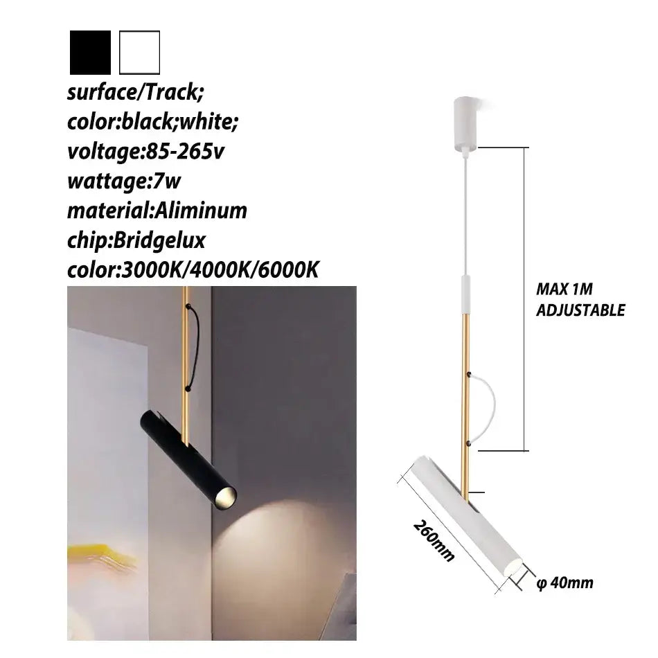 Modern black and gold decorbites adjustable led track light with aluminum arm and white mount for kitchen island decor