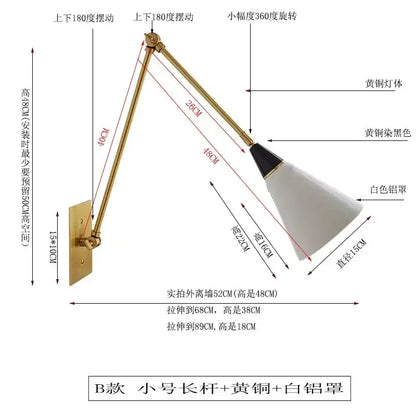 Modern black and gold decorbites athena black wall lamp with adjustable blackened brass arm and white aluminum shade for kitchen decor
