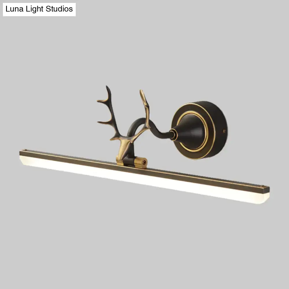 Modern black and gold antler wall light with acrylic shade suitable for 220v-240v and 110v-120v bathroom use