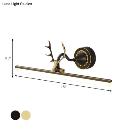 Modern black and gold antler wall light with acrylic shade 220v-240v and 110v-120v for bathroom lighting