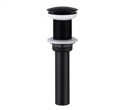 Modern black and gold basin faucet with a black matte finish drain and white rubber gaskets by decorbites black