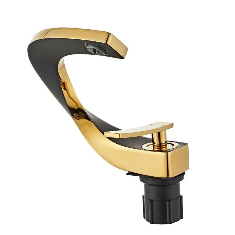 Modern black and gold basin faucet with sleek curved design decorbites black gold basin faucet mixer tap