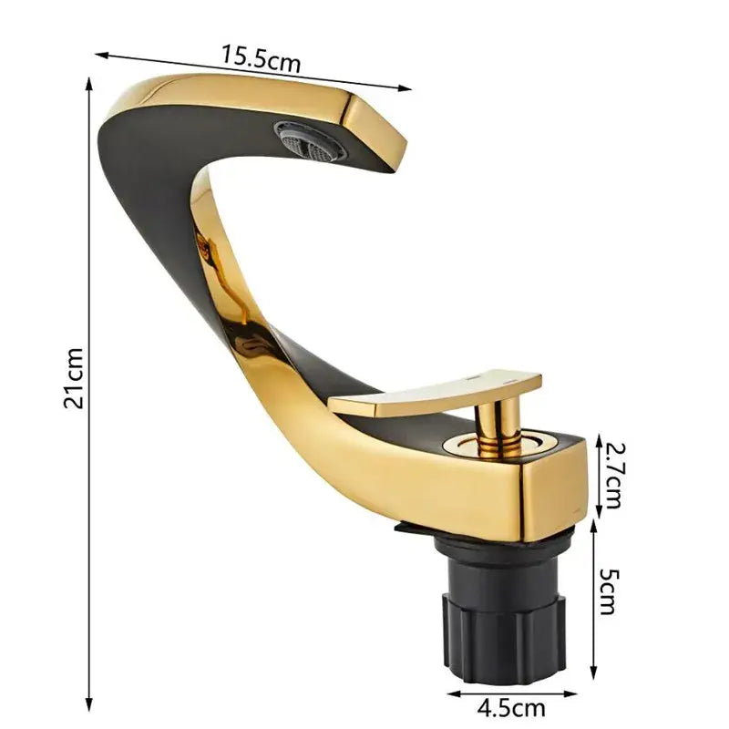 Modern black and gold basin faucet with sleek curved design decorbites black waterfall bathroom mixer tap