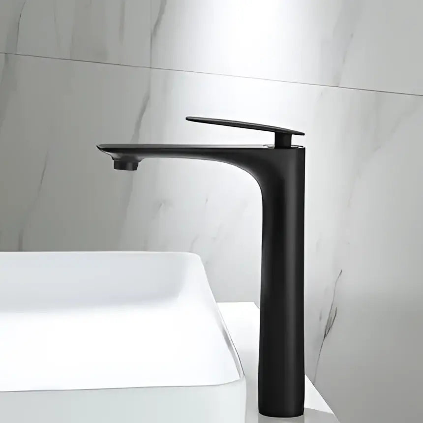 Modern black & gold basin faucet with matte finish and sleek minimalist design by decorbites black for bathroom sink