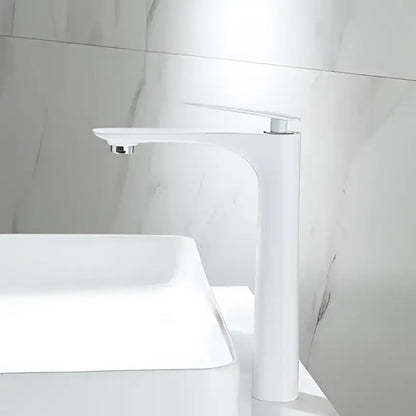 Modern black and gold basin faucet with tall cylindrical body and sleek white minimalist design by decorbites black