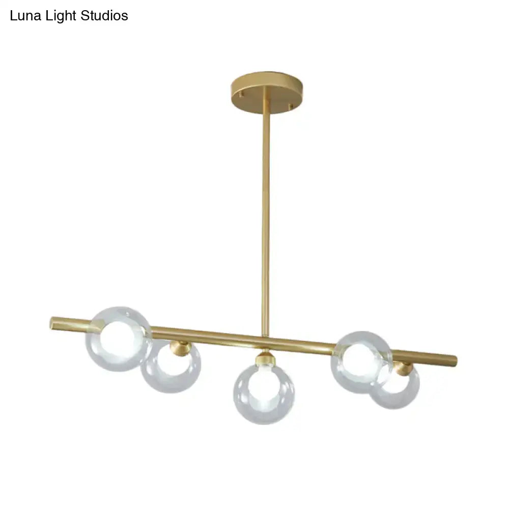 Modern black and gold bubble clear glass ceiling light with clear glass island bulbs for dining room use