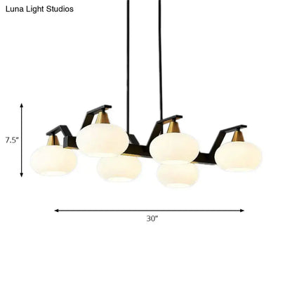 Decorbites™ black modern chandelier pendant with five frosted white oval glass shades suitable for 220v-240v use