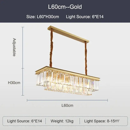 Modern black and gold crystal ceiling chandelier with gold rectangular frame, hanging crystal droplets, and twisted rope cords