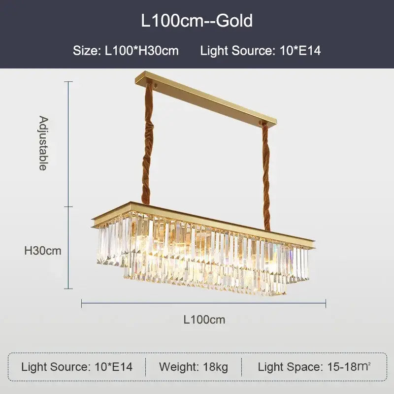 Modern black and gold crystal ceiling chandelier with gold finish and dangling crystal prisms for living room light
