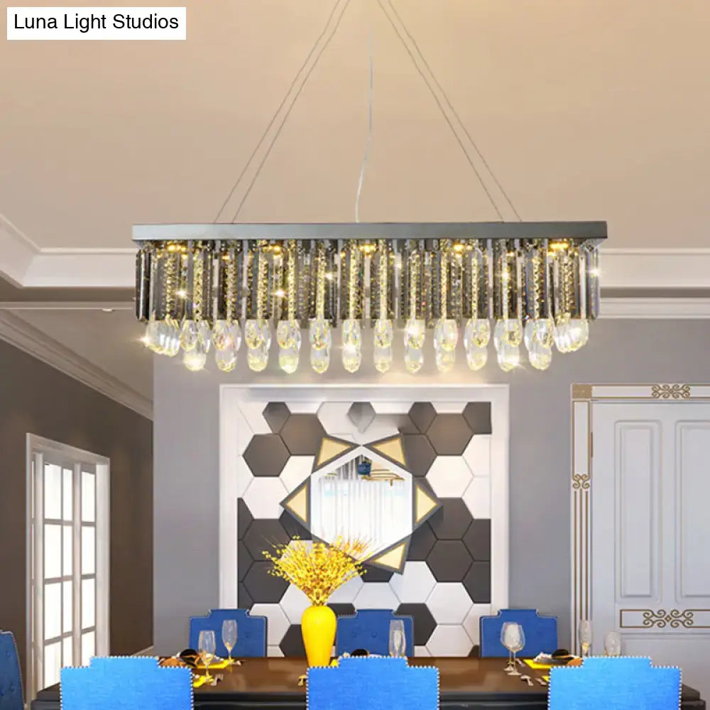 Decorbites™ modern chrome island pendant light with rectangular clear and gold crystal drip design 220v-240v 110v-120v