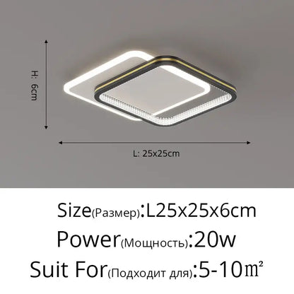 Modern black and gold crystal led ceiling lights with sleek white and gold frame featuring two illuminated panels