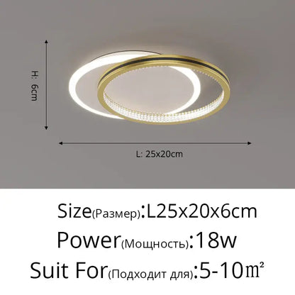 Modern black and gold crystal led ceiling light with double-ring design for entrance hallways by decorbites ceiling lights