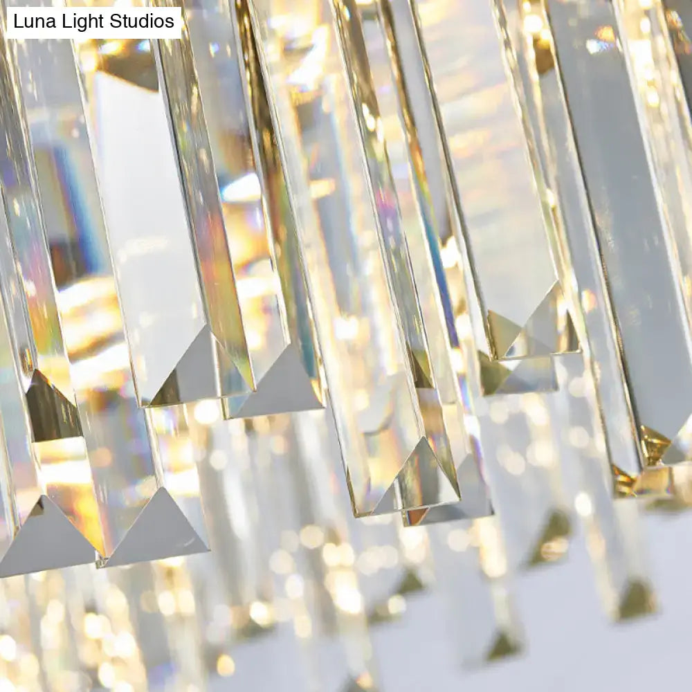 Modern black oval chandelier with gold-toned crystal prisms for dining room ceiling 220v-240v 110v-120v lighting