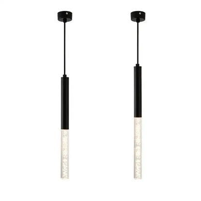Modern black cylinder pendant lights with clear glass and white decorative stones for kitchen island decorbites black cylinder