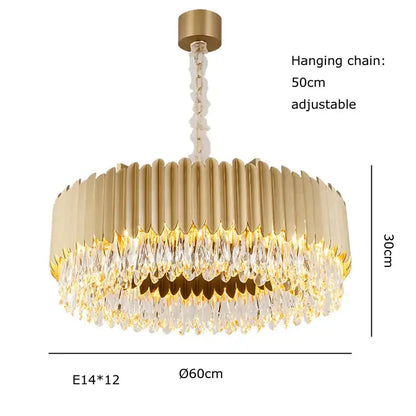 Modern black and gold dimmable led round ceiling chandeliers with gold-toned decorbites crystal frame for dining room decor
