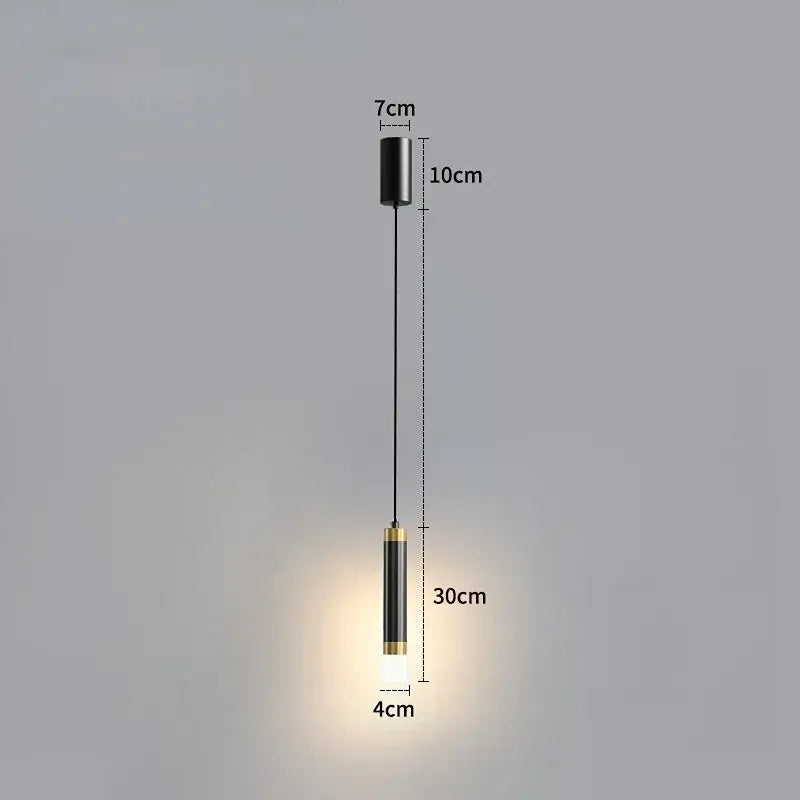 Modern black and gold cylindrical pendant light with sleek design ideal for kitchen spaces of 5 square meters