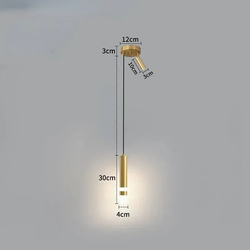 Gold-finished minimalist pendant light with cylindrical glass diffuser and adjustable arm for kitchen spaces 5 square meters