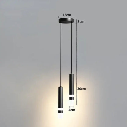 Modern black cylindrical pendant light with frosted glass accents ideal for illuminating 5 square meters kitchen space