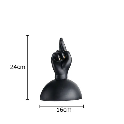 Modern black matte resin hand sculpture with fingers crossed foot statue artwork for living room decor